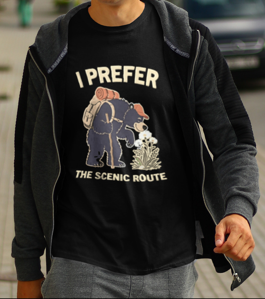 Bear I Prefer The Scenic Route Hiking Adventure T-Shirt
