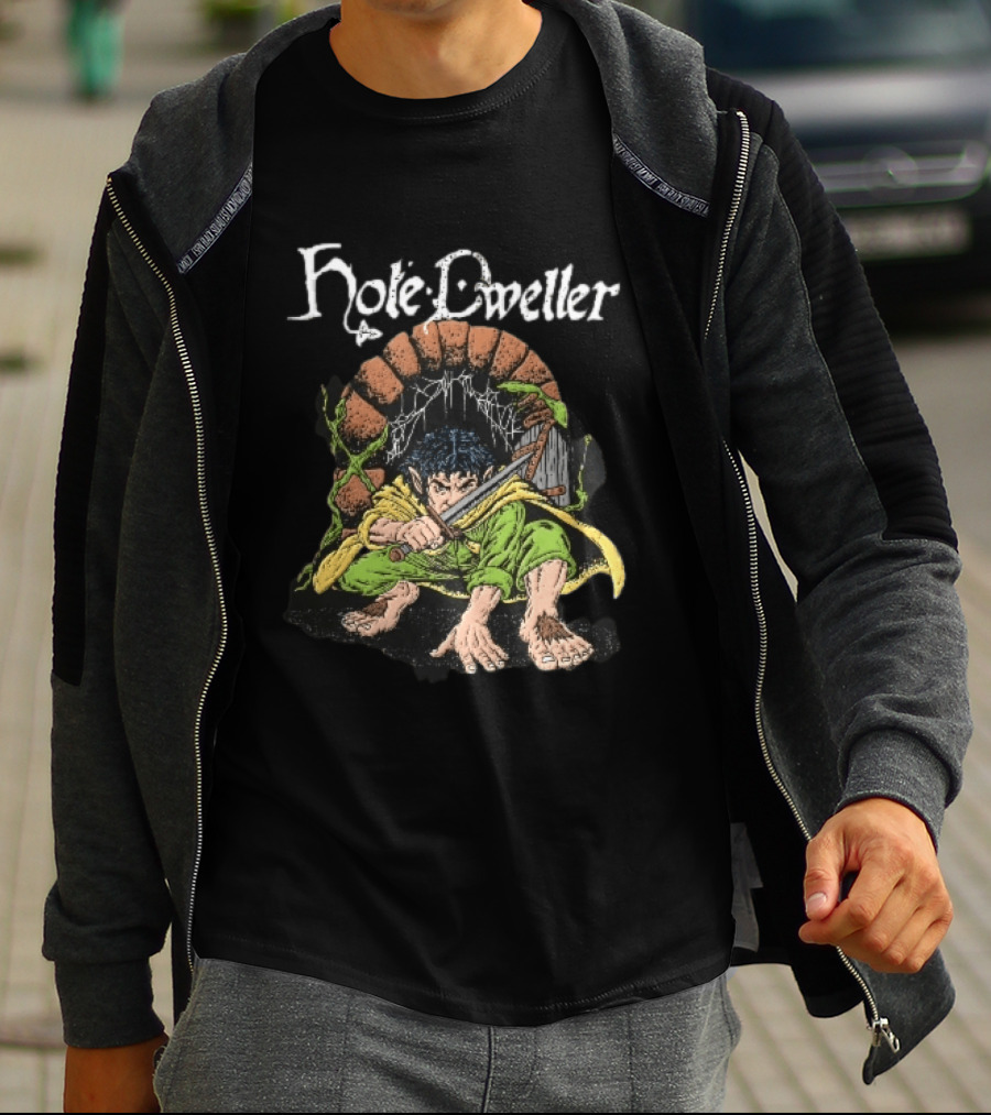 Hole Dweller Fantasy Creature Crouching With Sword T-Shirt