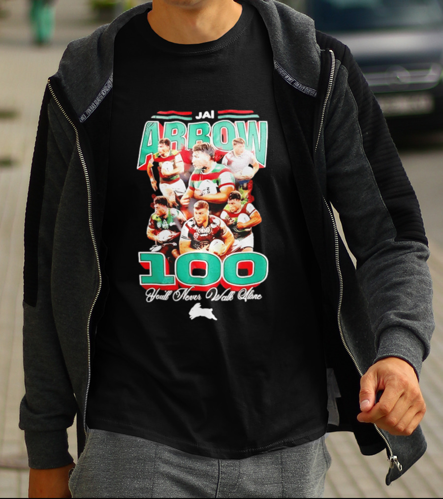 Jai Arrow 100 Games South Sydney Rabbitohs You'll Never Walk Alone T-Shirt