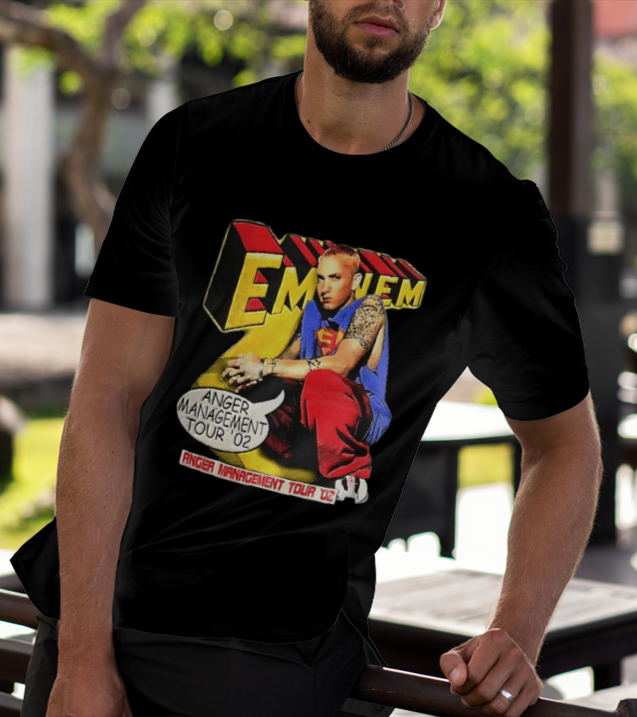 Eminem Anger Management Tour 02 Superman Tattoo 3D Block Letters Vintage 2000s T-Shirt