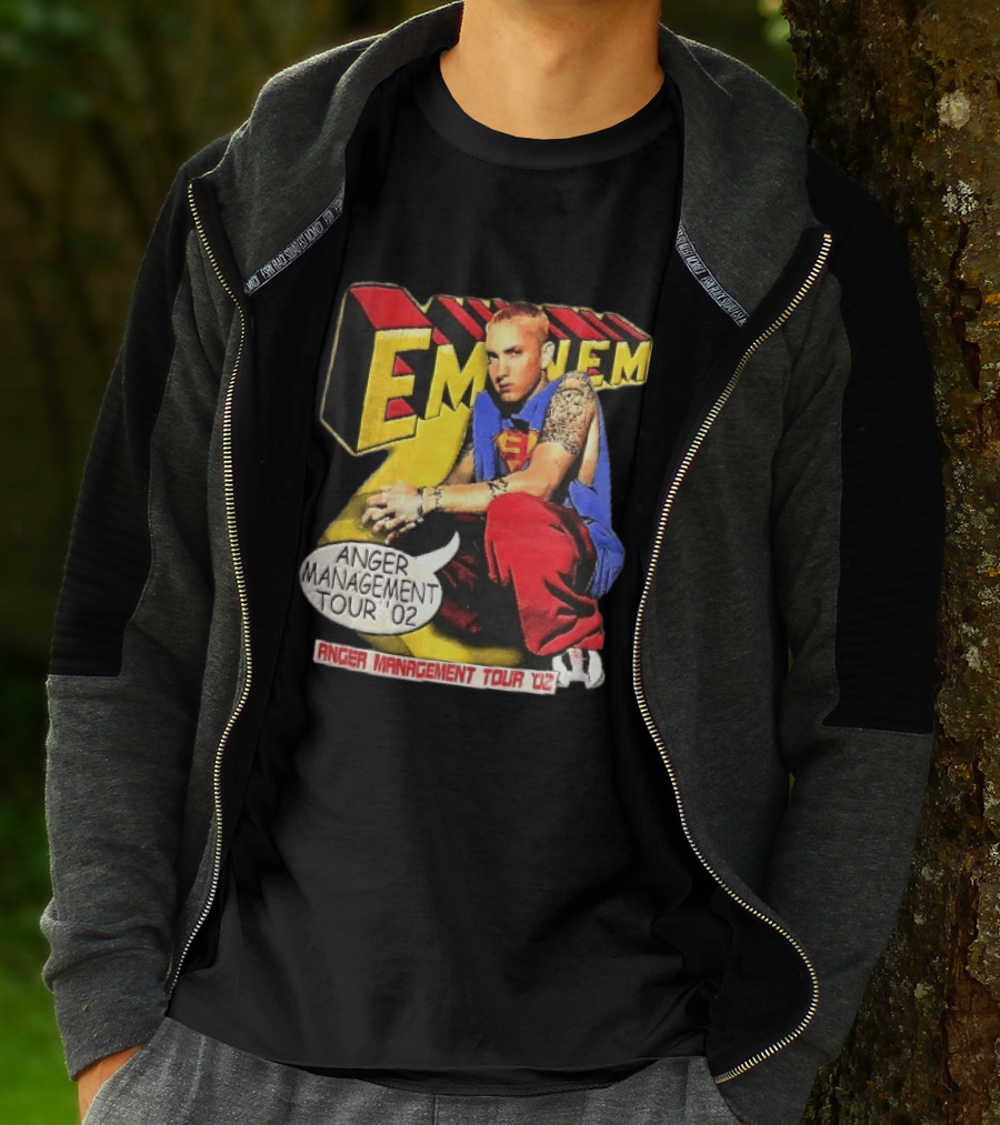 Eminem Anger Management Tour 02 Superman Tattoo 3D Block Letters Vintage 2000s T-Shirt