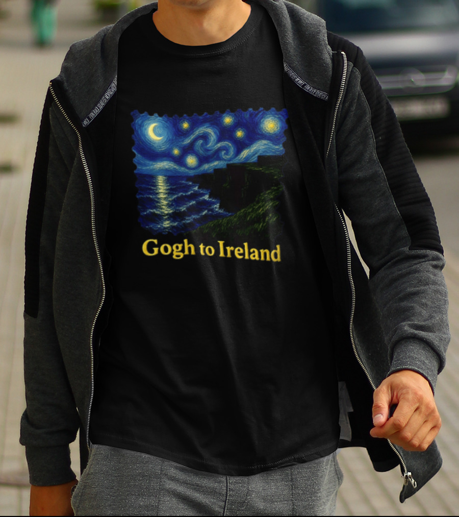 Van Gogh Starry Night Cliffs Overlook Gogh To Ireland T-Shirt