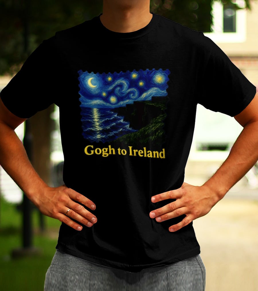 Van Gogh Starry Night Cliffs Overlook Gogh To Ireland T-Shirt