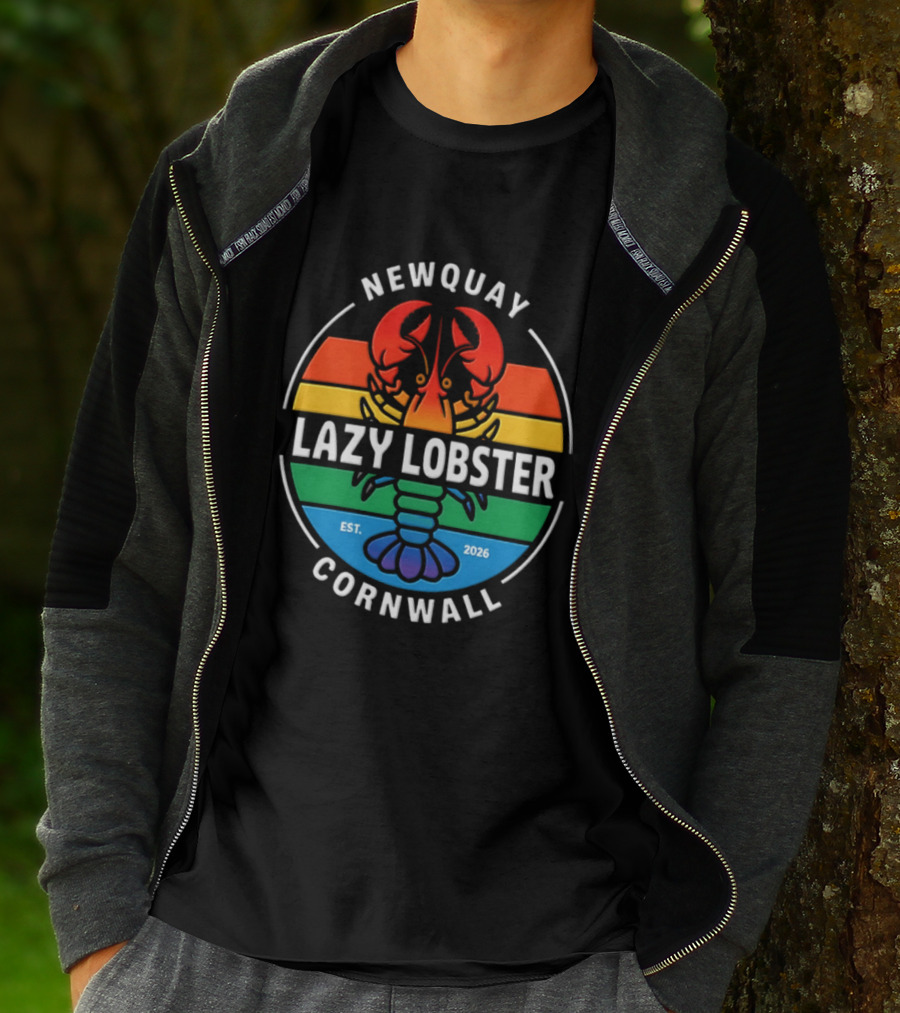 Lazy Lobster Newquay Cornwall Rainbow Lobster Est 2026 T-Shirt
