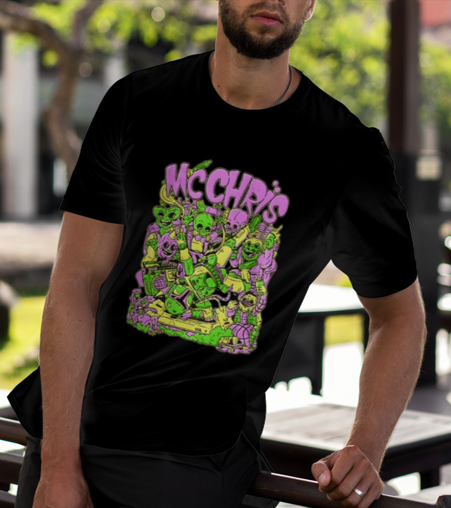 MC Chris Cartoon Characters Party Alien Boombox Fun T-Shirt