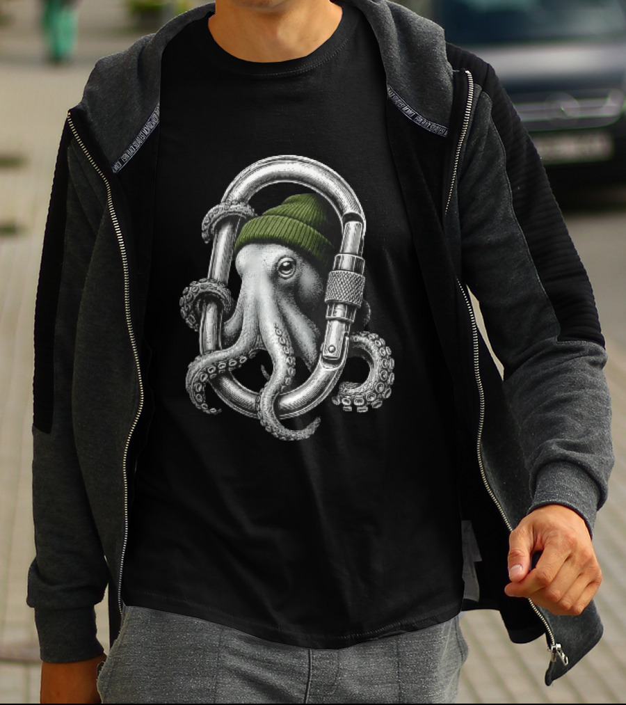 Octopus With Beanie Inside Carabiner T-Shirt