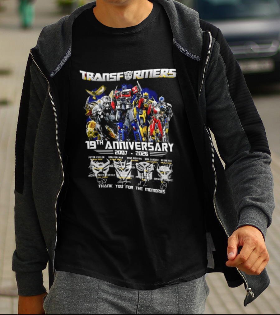 Transformers 19th Anniversary 2007 2026 Thank You For The Memories Featuring Optimus Prime Bumblebee Autobots T-Shirt