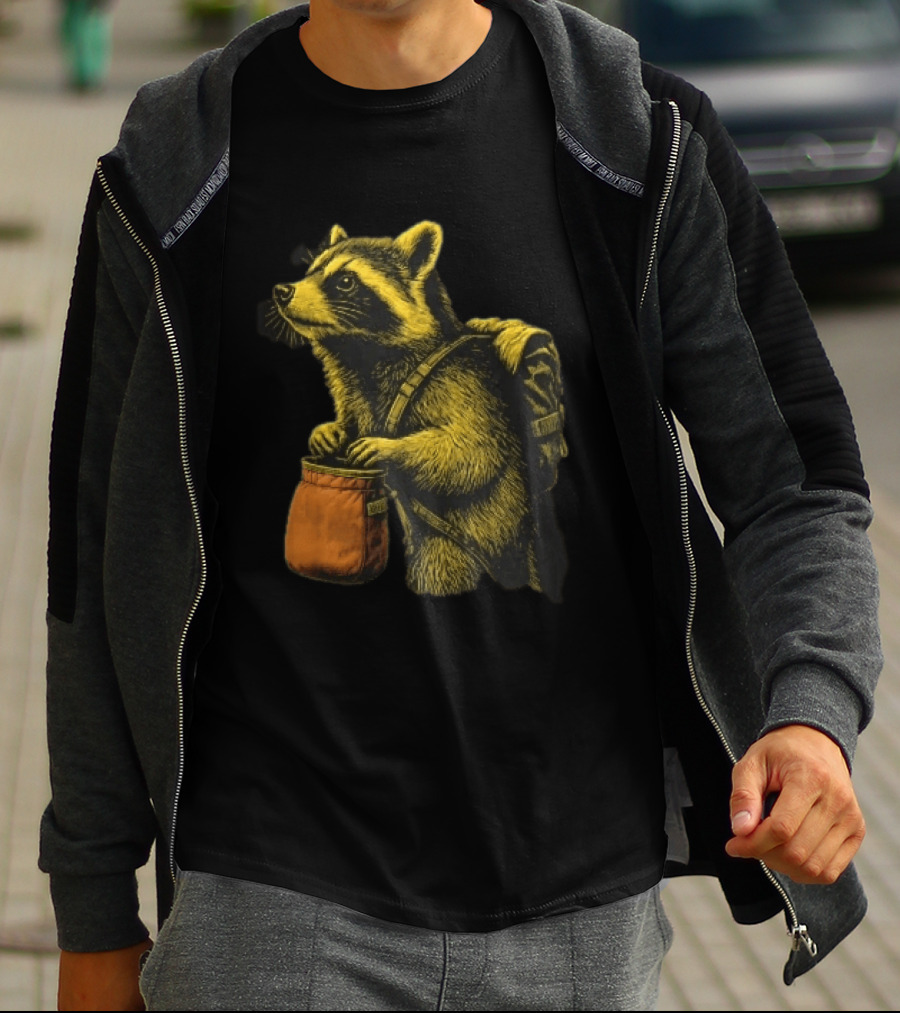Raccoon Adventure Backpacking Chalk Bag Wildlife T-Shirt