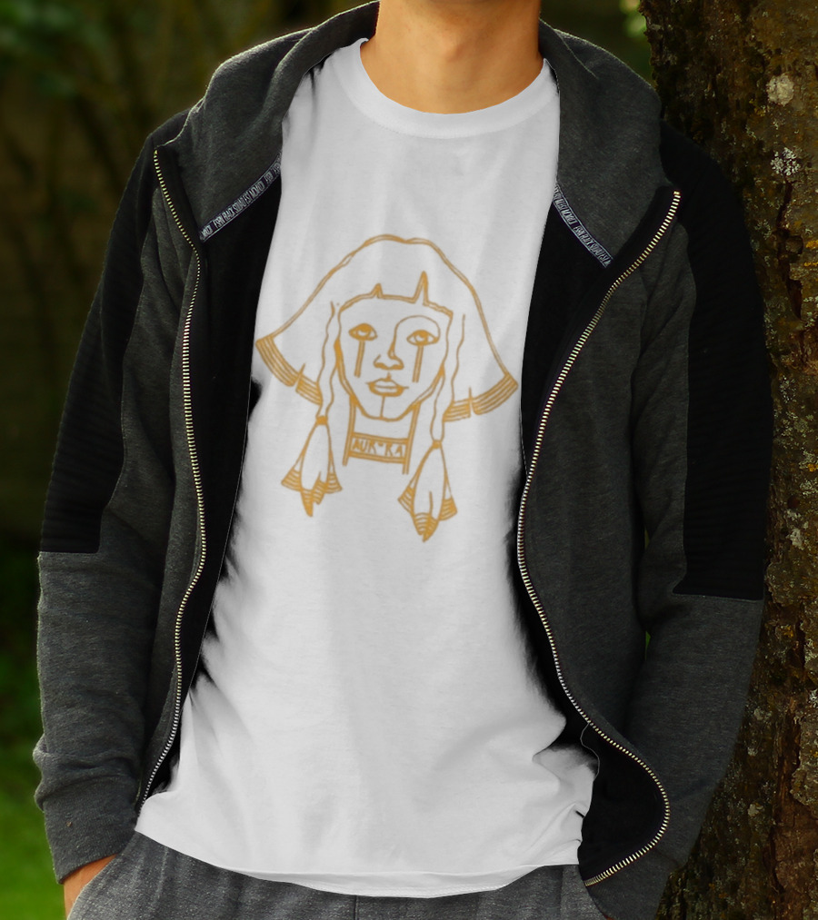 Aurora Ethereal Line Art Face Yellow T-Shirt