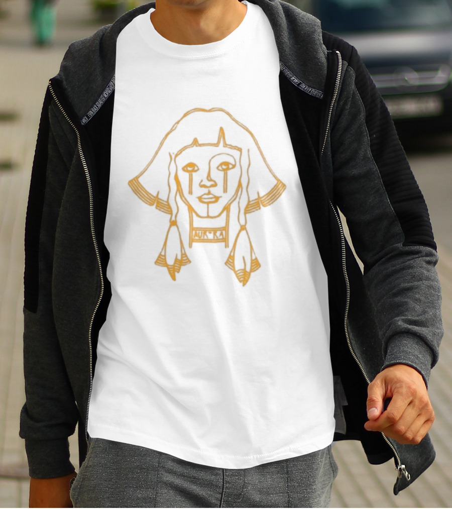 Aurora Ethereal Line Art Face Yellow T-Shirt