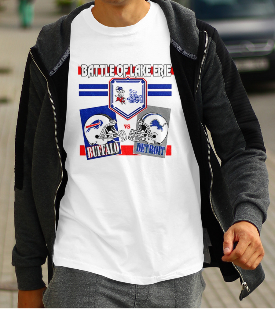 Battle Of Lake Erie Buffalo And Detroit Football Helmets T-Shirt