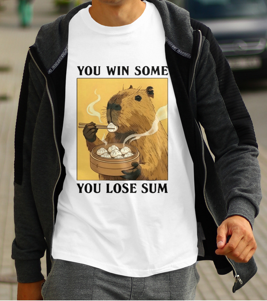 Capybara Eating Dim Sum You Win Some You Lose Sum T-Shirt