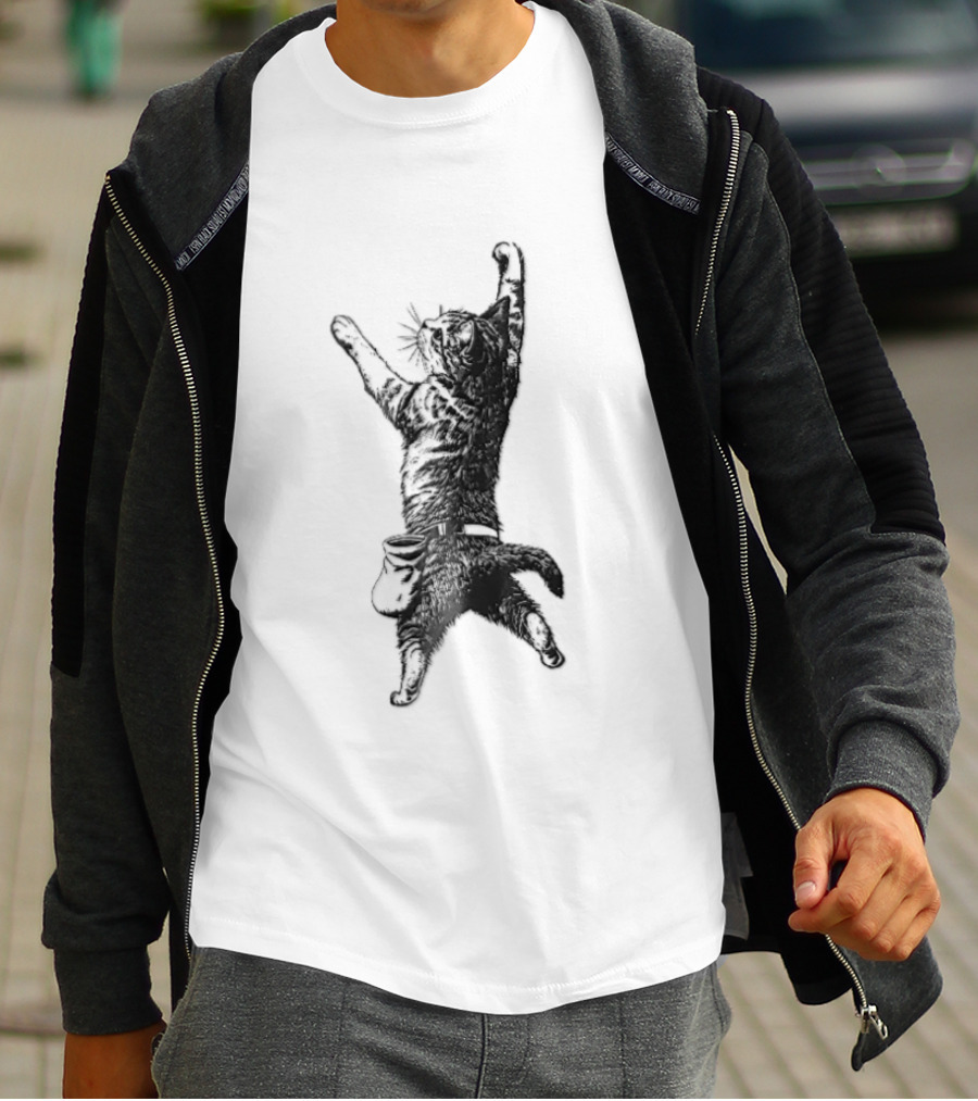 Cat Climbing Adventure With Chalk Bag T-Shirt
