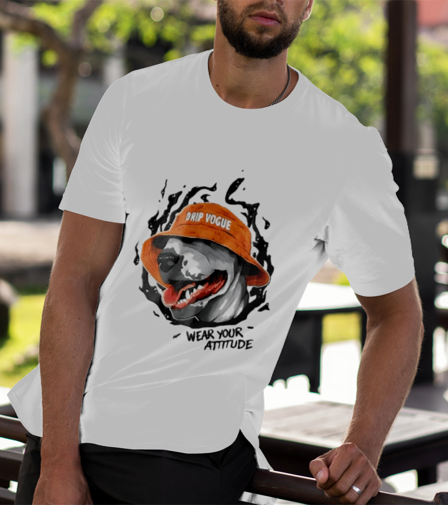 Drip Vogue Wear Your Attitude Dog Bucket Hat Trendy T-Shirt