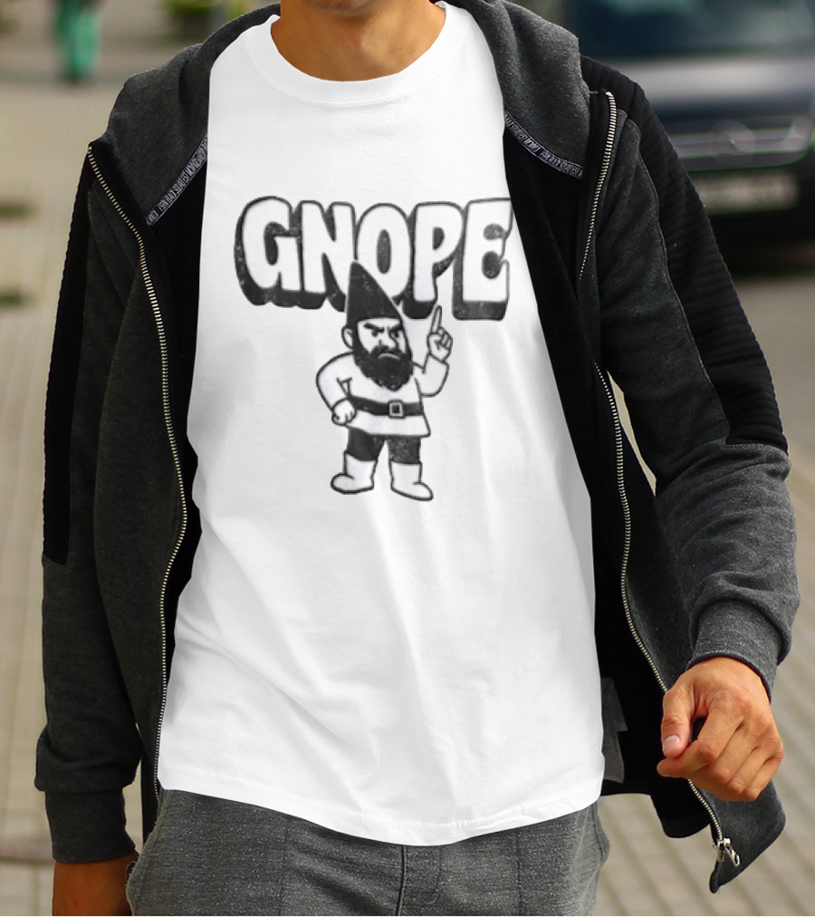Grumpy Gnome Gnope Finger Wagging Humor T-Shirt