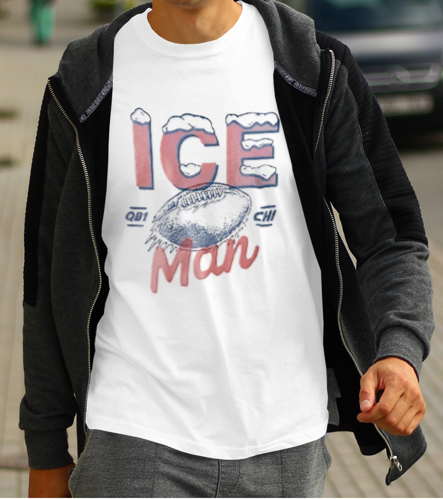 Ice Man QB1 CHI Football Sports Bold Red And Blue T-Shirt
