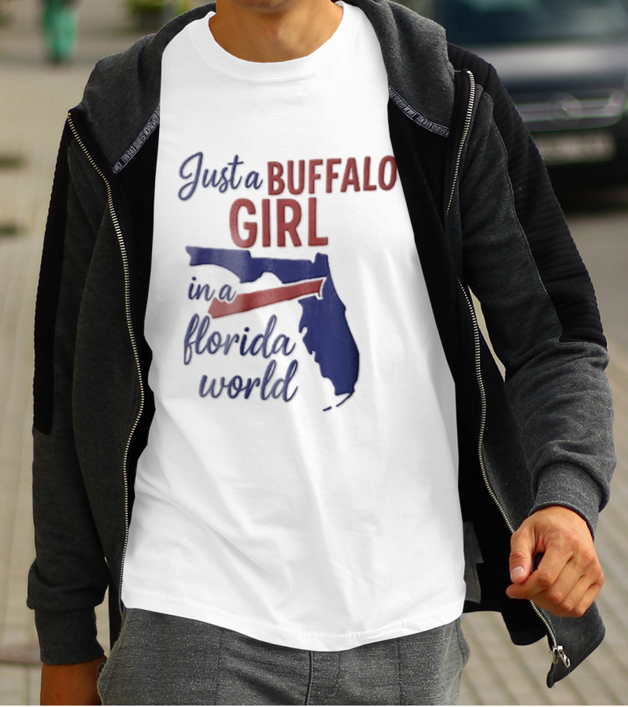 Just A Buffalo Girl In A Florida World Map T-Shirt