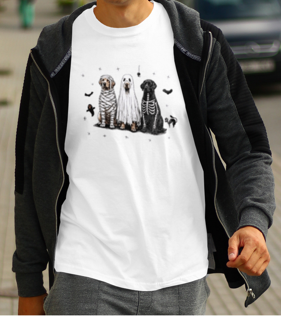 Labrador Retriever Mummy Ghost Skeleton Halloween Costume Dogs T-Shirt