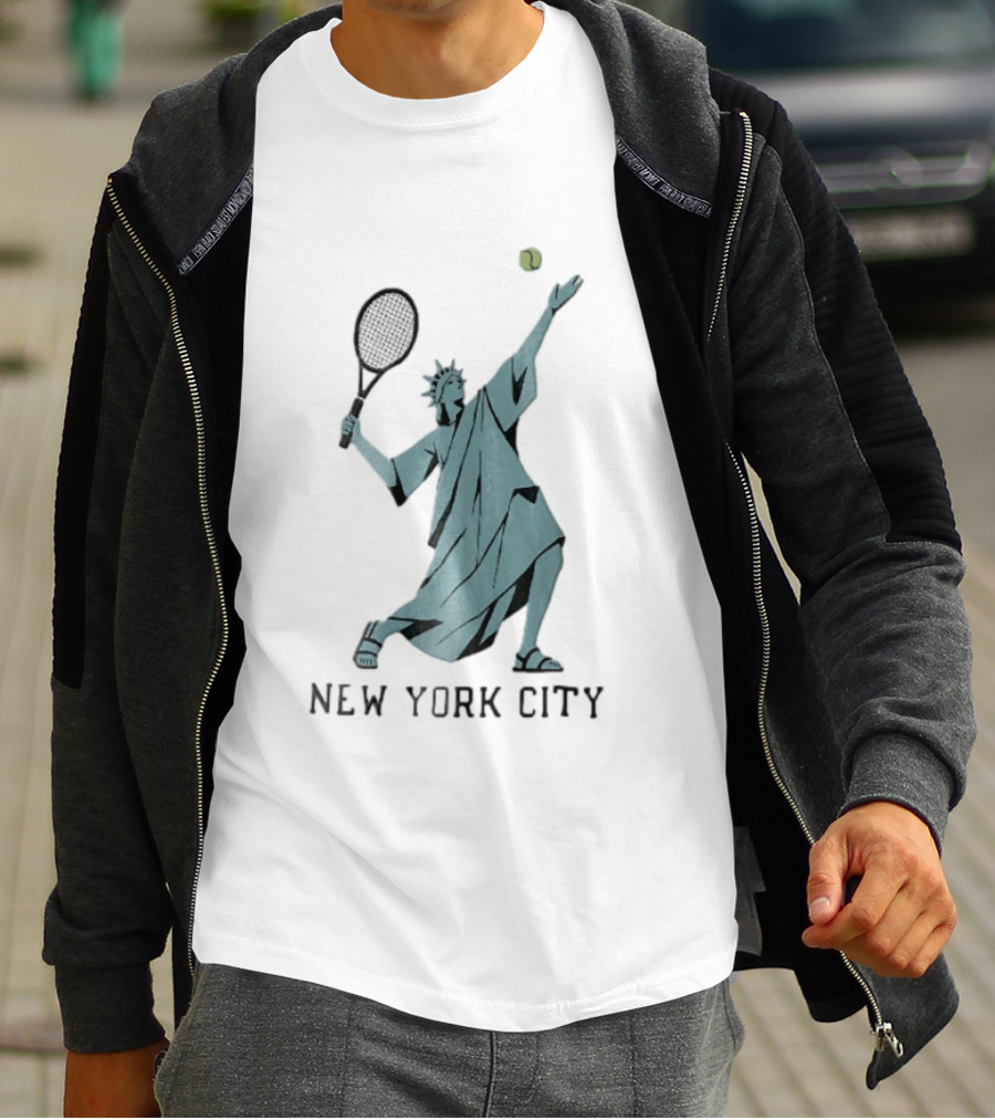 New York City Statue Of Liberty Playing Tennis T-Shirt