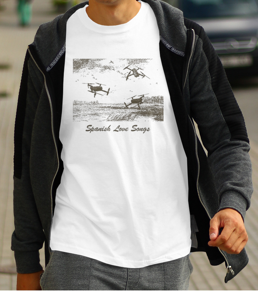 Spanish Love Songs Drone Scenic Landscape With Flying Drones T-Shirt