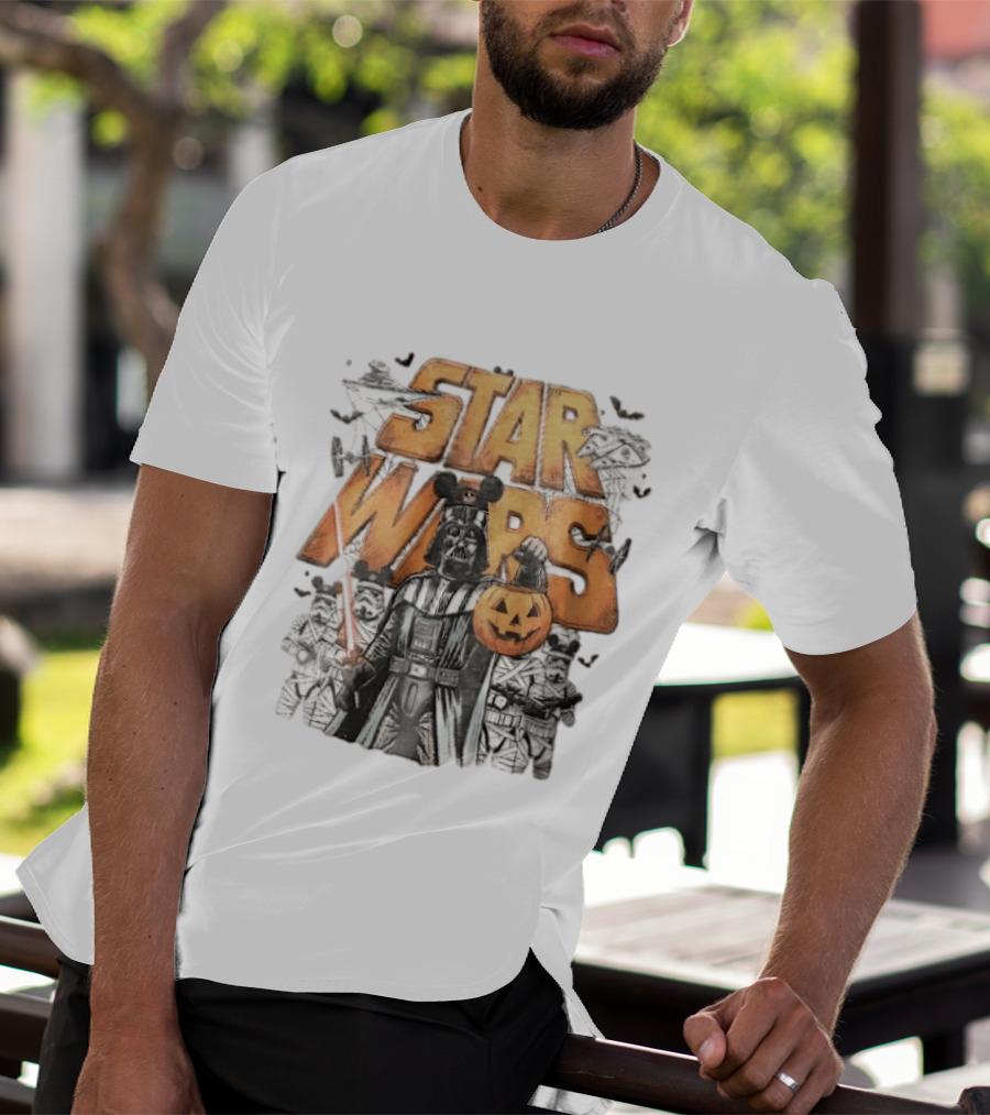 Star Wars Darth Vader Mickey Ears Stormtroopers Halloween Pumpkin T-Shirt