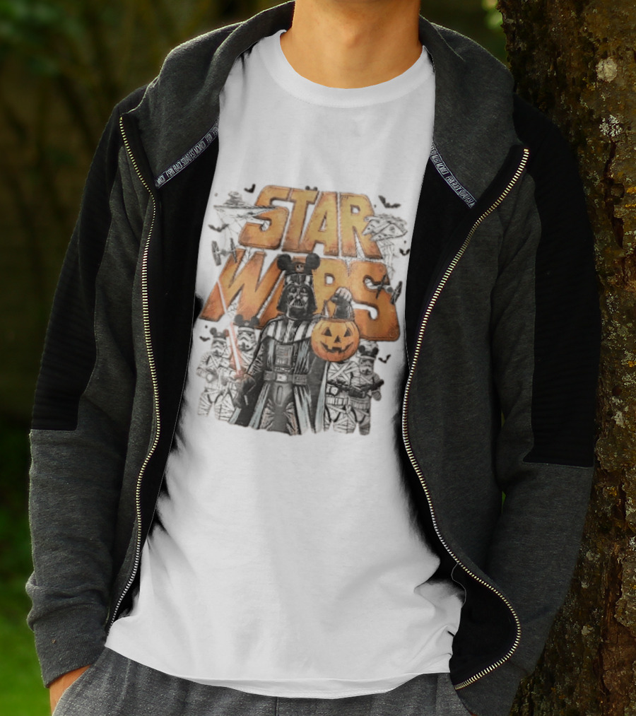 Star Wars Darth Vader Mickey Ears Stormtroopers Halloween Pumpkin T-Shirt