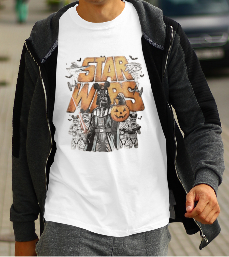 Star Wars Darth Vader Mickey Ears Stormtroopers Halloween Pumpkin T-Shirt