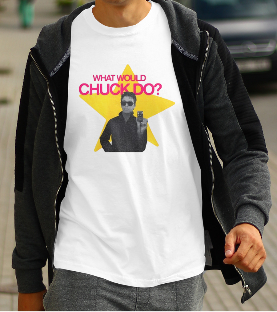 Chuck Timely And The Hourglass 90s Baby What Would Chuck Do Starburst T-Shirt