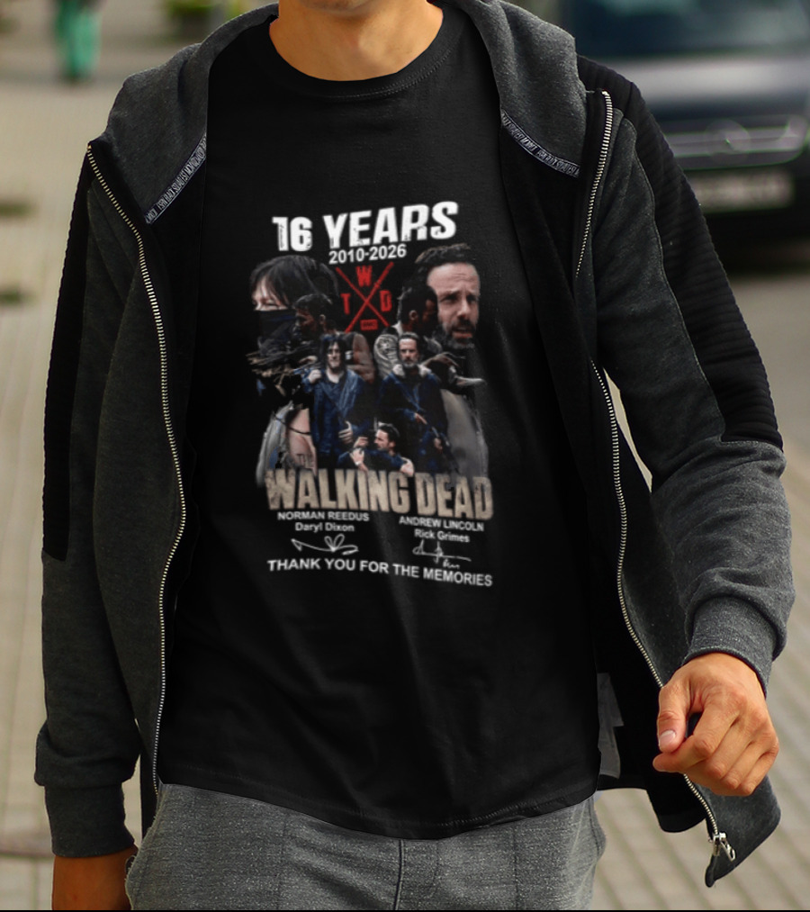 16 Years 2010 2026 The Walking Dead Daryl And Rick Thank You For The Memories T-Shirt