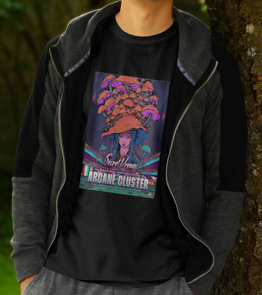 Arcane Cluster Secret Dreams Music Arts Festival 2026 Cardinal Center Marengo Ohio Psychedelic Mushroom T-Shirt