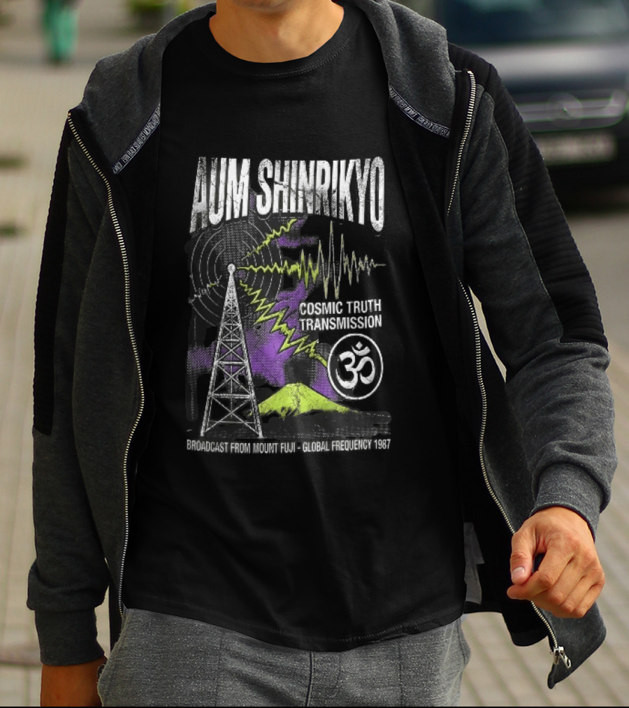Aum Shinrikyo Cosmic Truth Transmission Broadcast Mount Fuji Global Frequency 1987 T-Shirt