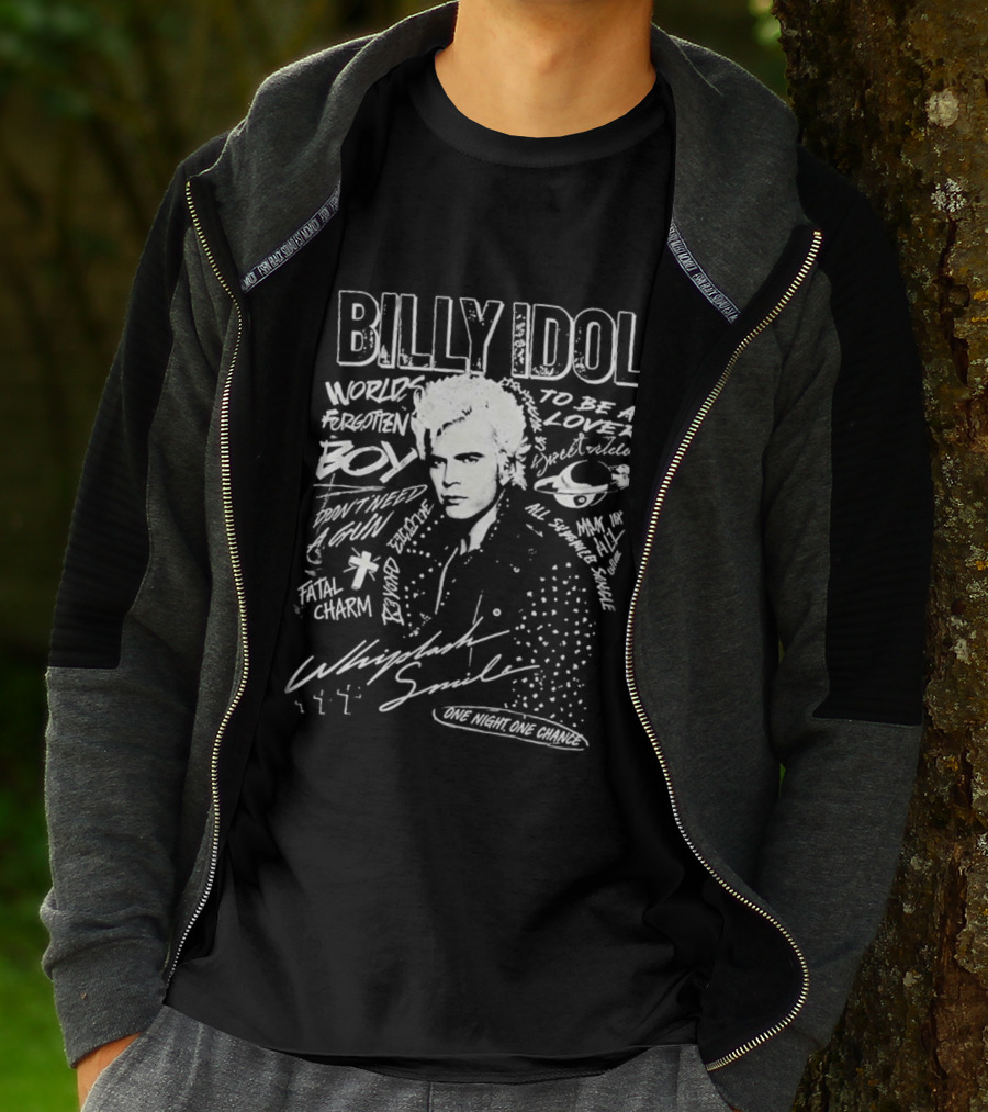 Billy Idol Whiplash Smile White Punk Print T-Shirt