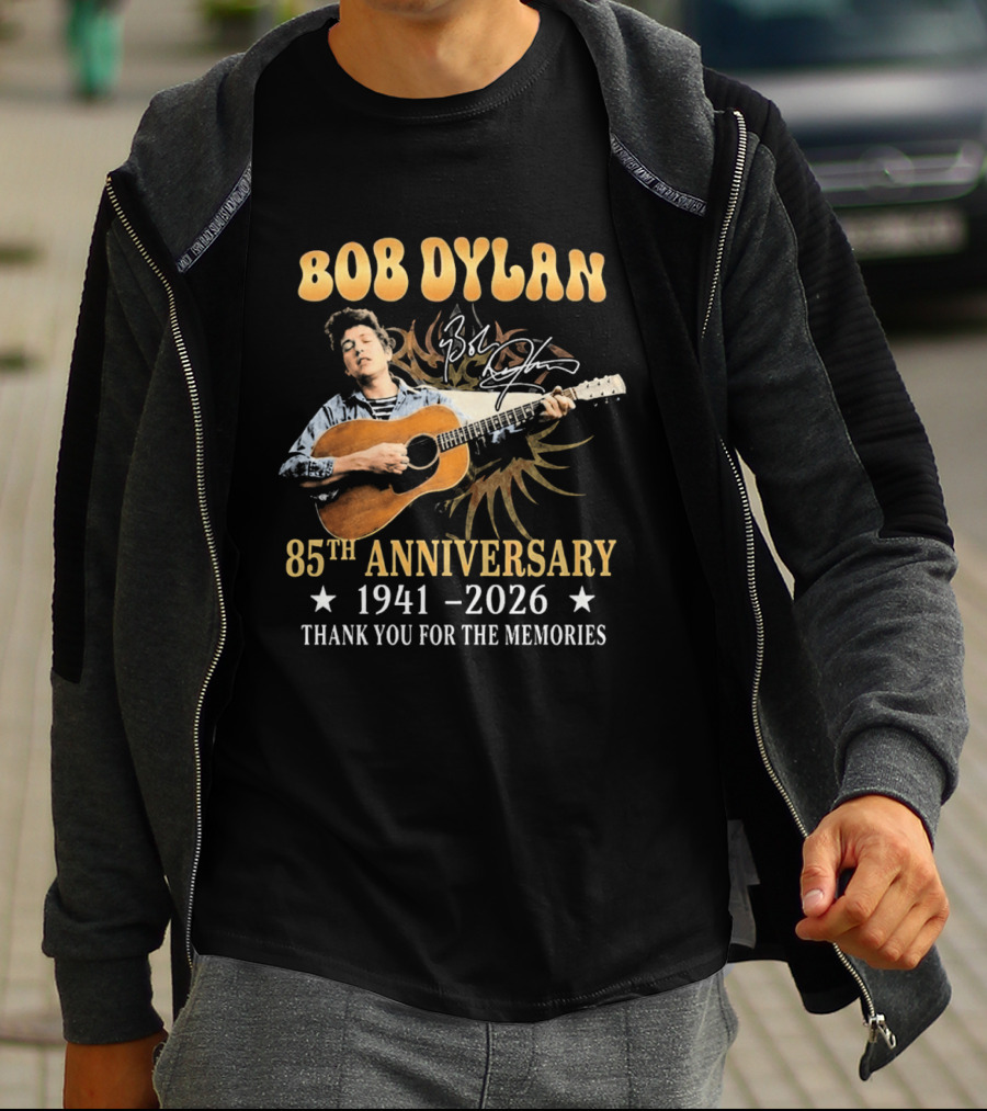 Bob Dylan 85th Anniversary 1941 2026 Thank You For The Memories Guitar T-Shirt