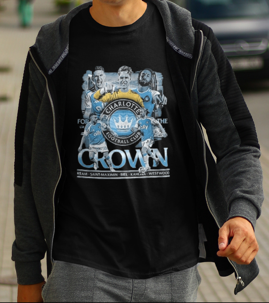 Charlotte Football Club Crown Ream Saint Maximin Biel Kahlina Westwood Players Celebrating T-Shirt