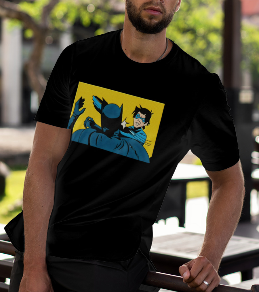 Nightwing Slapping Batman Meme Comic Panel Yellow T-Shirt