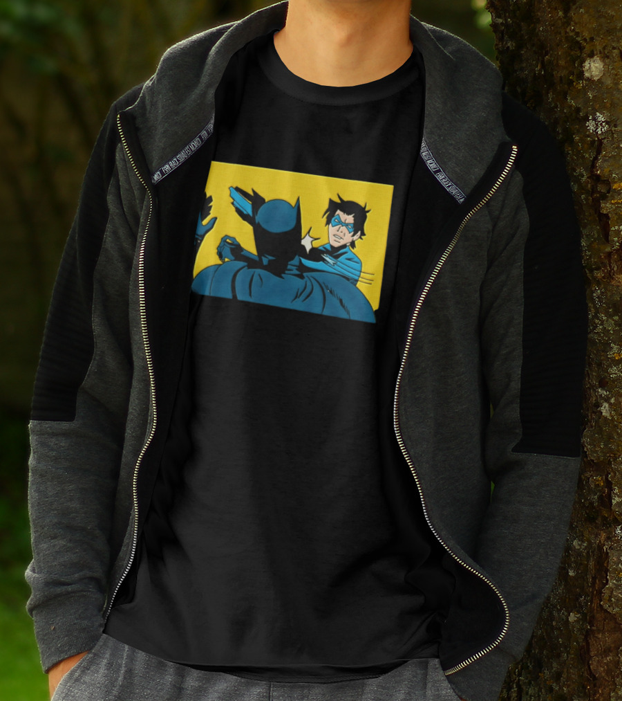 Nightwing Slapping Batman Meme Comic Panel Yellow T-Shirt