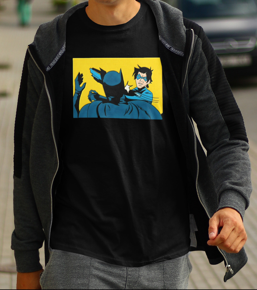 Nightwing Slapping Batman Meme Comic Panel Yellow T-Shirt