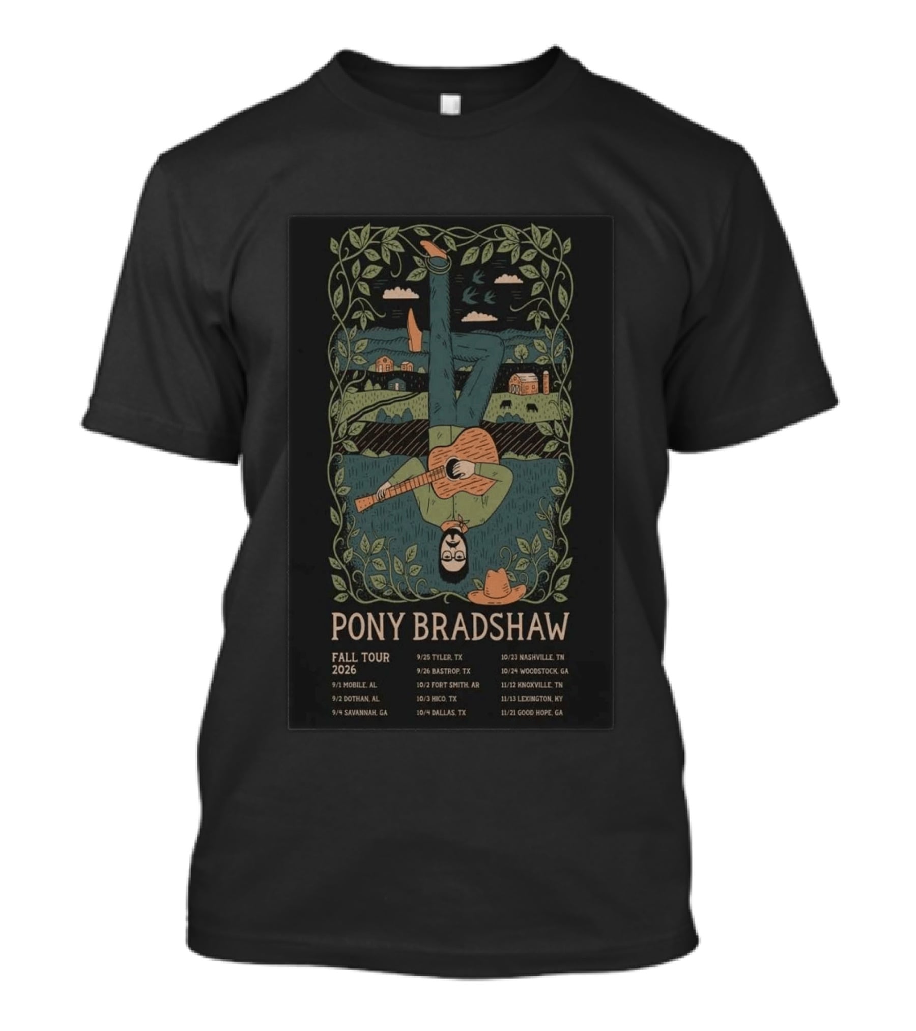 Pony Bradshaw Fall Tour 2026 Tyler Nashville Woodstock Knoxville Exclusive T-Shirt