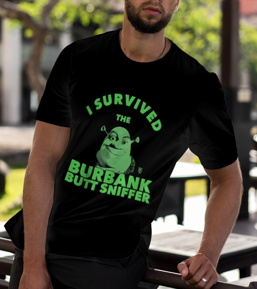 Shrek I Survived The Burbank Butt Sniffer Green Character Mashup T-Shirt