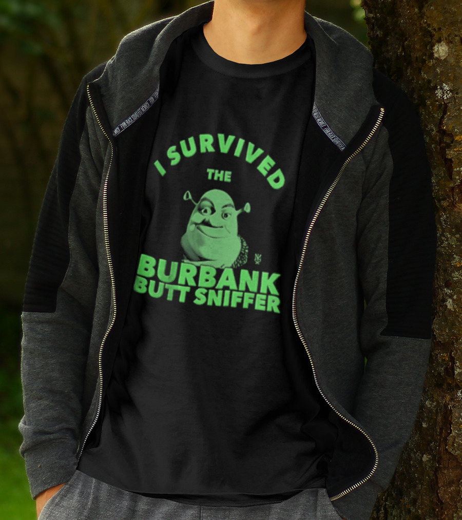 Shrek I Survived The Burbank Butt Sniffer Green Character Mashup T-Shirt