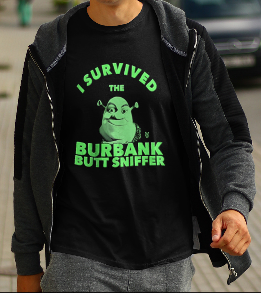 Shrek I Survived The Burbank Butt Sniffer Green Character Mashup T-Shirt