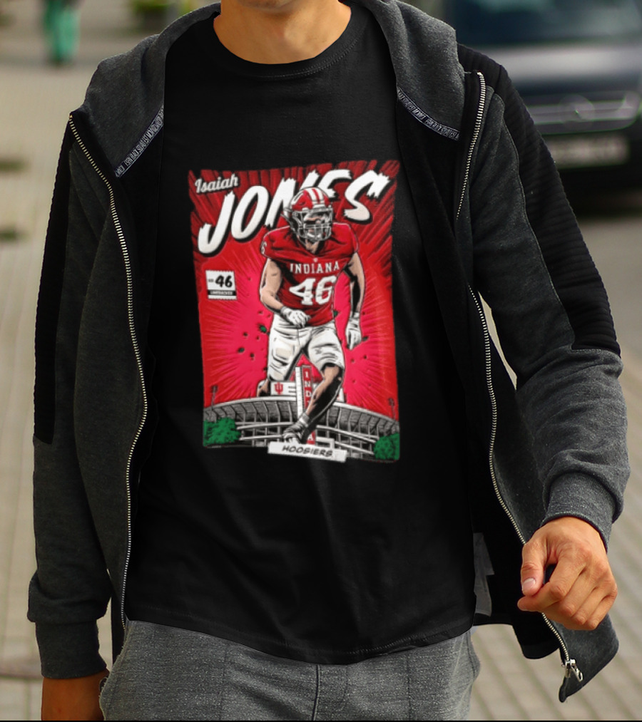 Indiana Hoosiers #46 Isaiah Jones Comic Stadium Edition T-Shirt