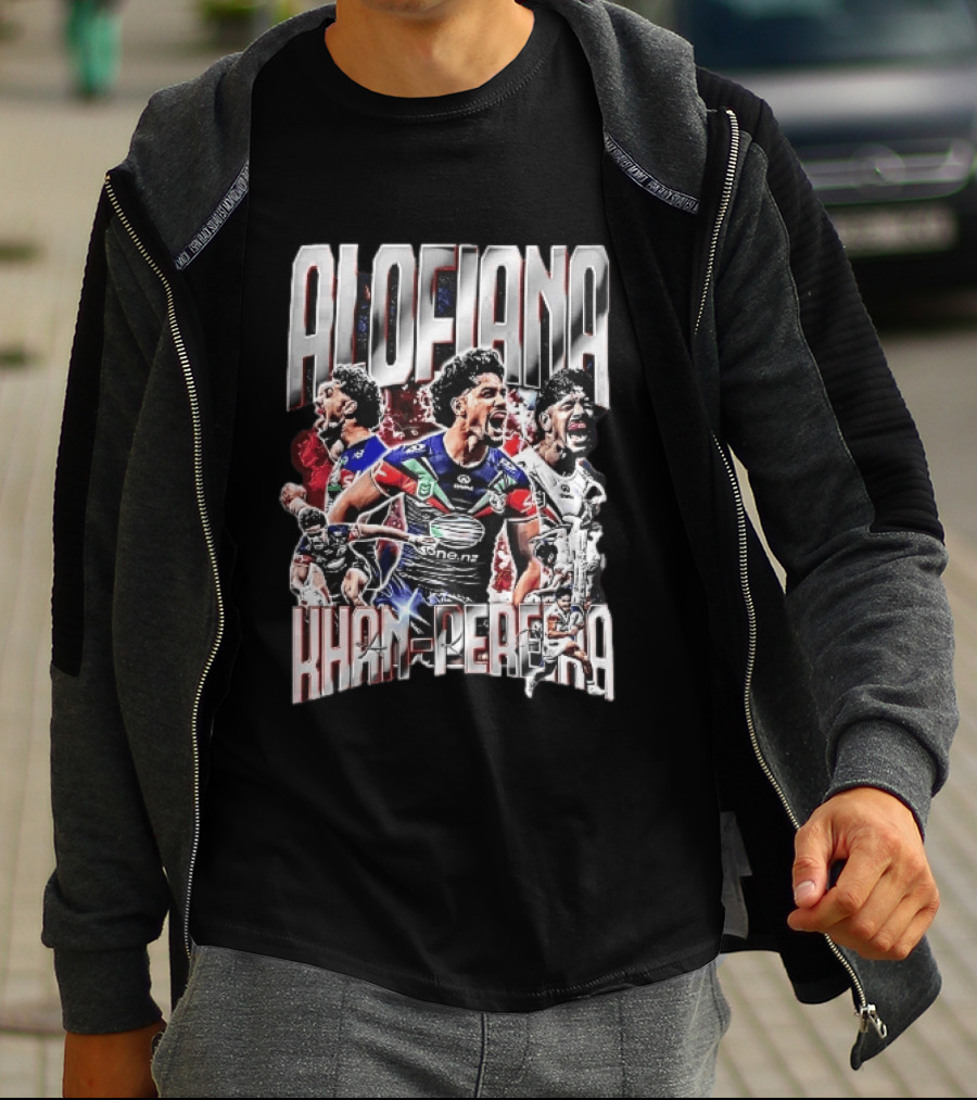 Alofiana Khan Pereira Rugby Action Collage Bootleg One New Zealand Warriors T-Shirt