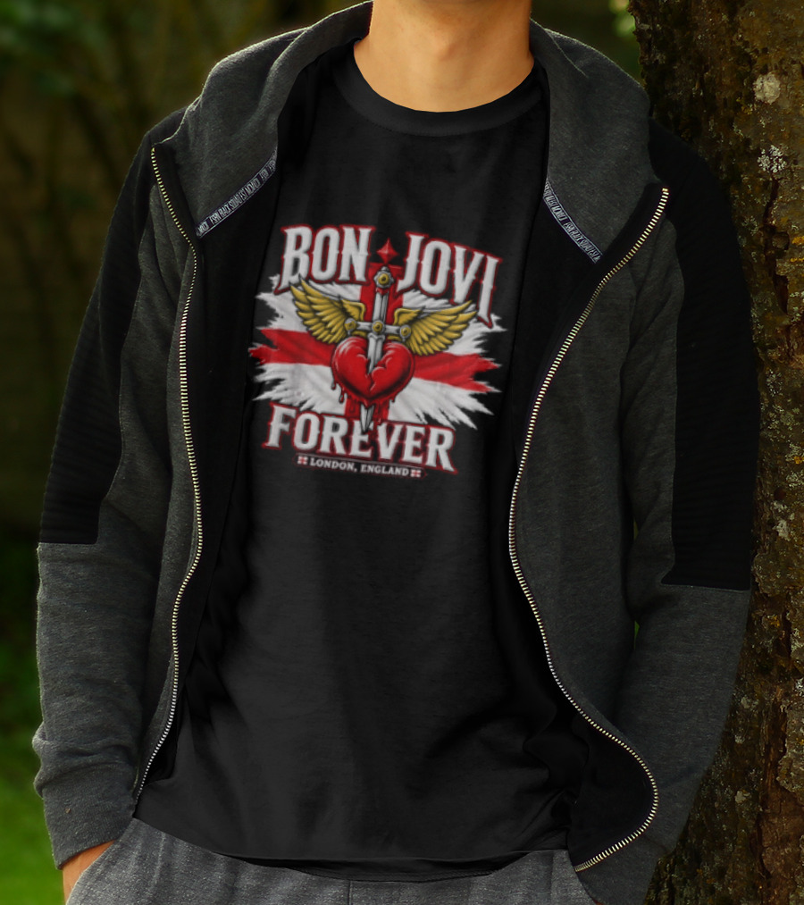 Bon Jovi Forever London England Wings And Sword T-Shirt