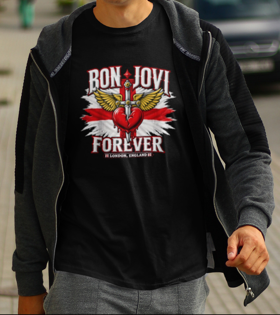 Bon Jovi Forever London England Wings And Sword T-Shirt