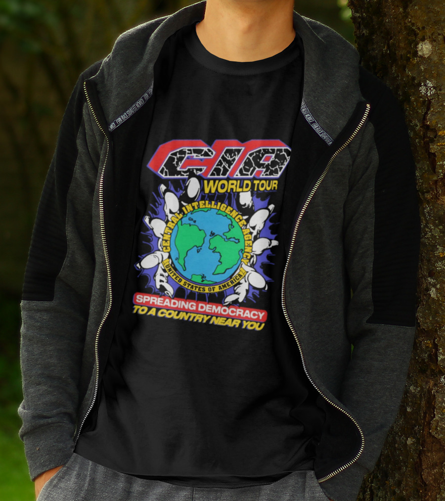 CIA World Tour Spreading Democracy To A Country Near You Earth Map T-Shirt