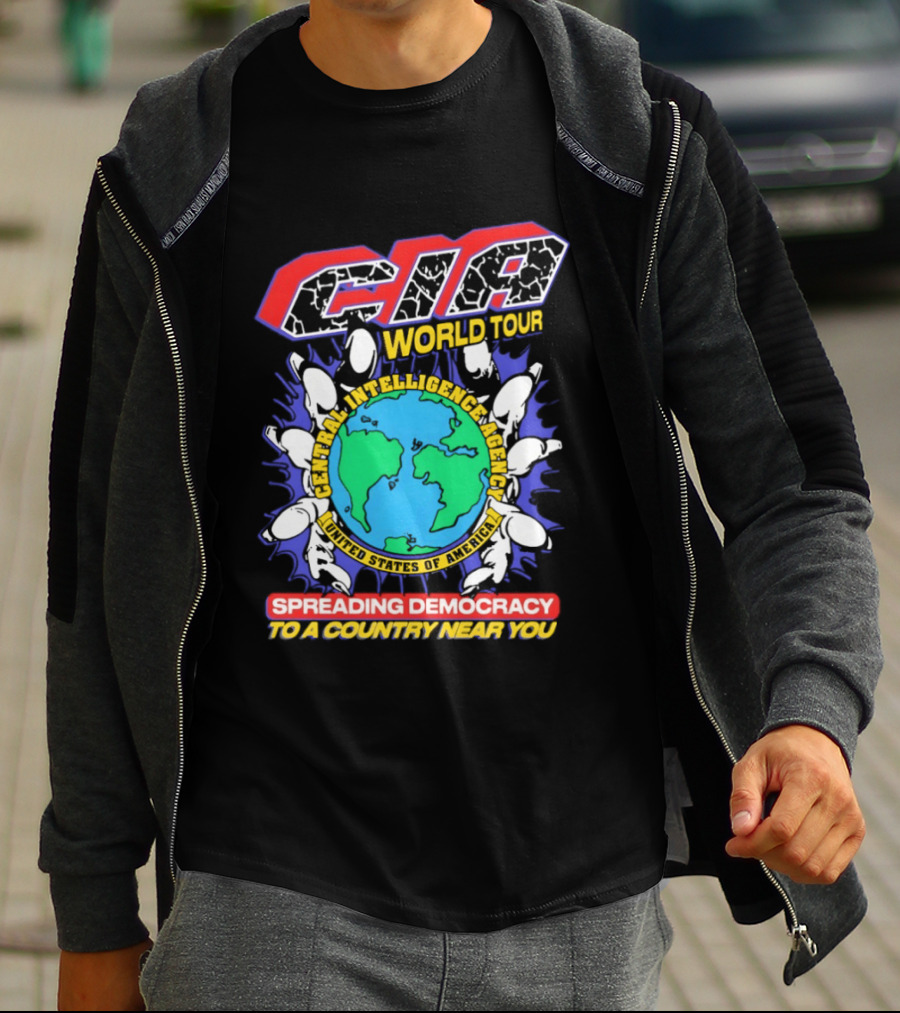 CIA World Tour Spreading Democracy To A Country Near You Earth Map T-Shirt
