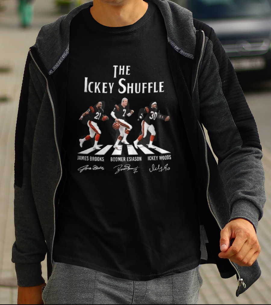 Cincinnati Bengals The Ickey Shuffle James Brooks Boomer Esiason Woods Players Signatures T-Shirt