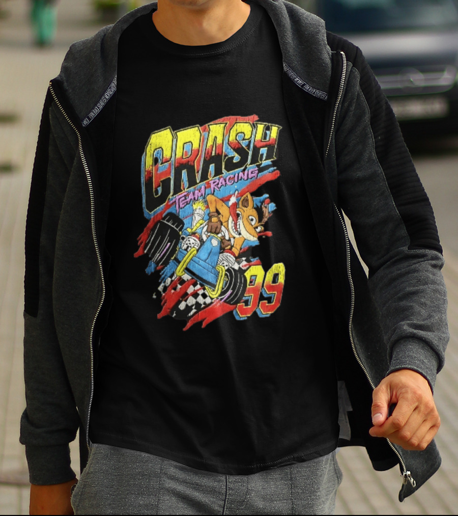 Crash Team Racing 99 Cartoon Bandicoot Go Kart Distressed T-Shirt
