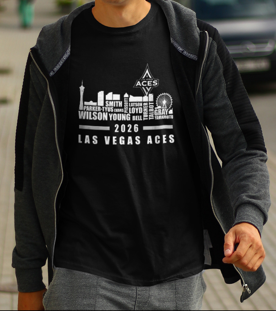 Las Vegas Aces WNBA 2026 City Skyline High Roller T-Shirt